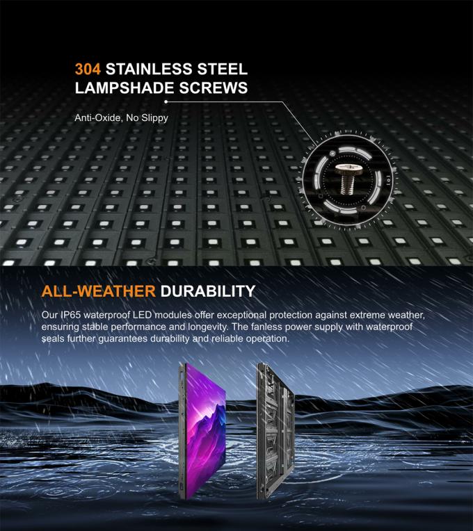 Màn hình hiển thị LED cố định ngoài trời P3.91 P4.81 P6.25 P7.8 P10.4 Bức tường video LED đầy màu sắc mỏng 4