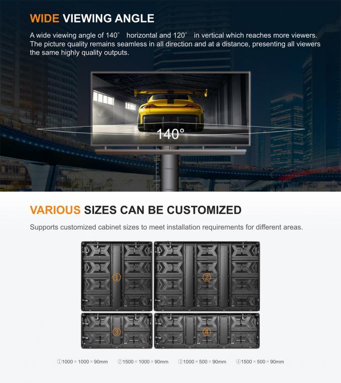 Màn hình hiển thị LED cố định ngoài trời P3.91 P4.81 P6.25 P7.8 P10.4 Bức tường video LED đầy màu sắc mỏng 6