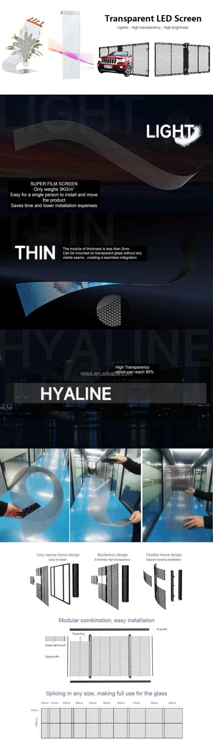 Màn hình LED thủy tinh P3.91-7.81 HD Thông minh Quảng cáo màn hình LED minh bạch 2