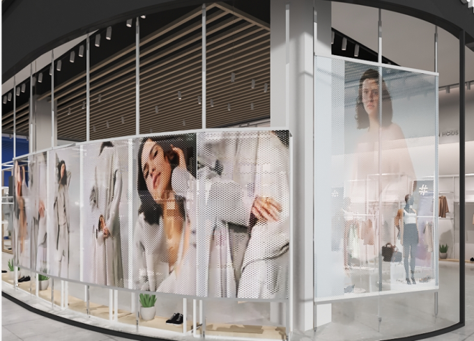 Màn hình hiển thị LED trong nhà trong suốt P3.91 màn hình hiển thị video led tường kính led mesh 0