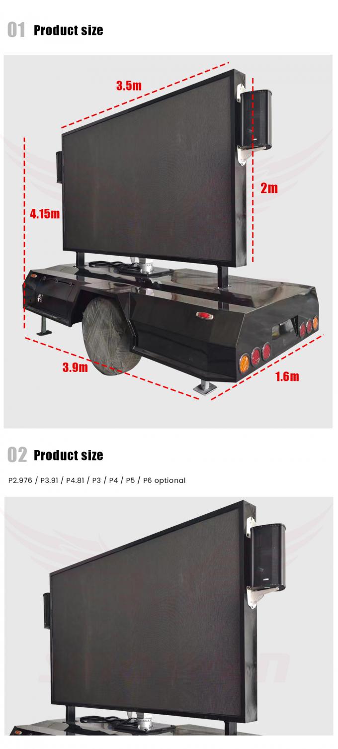 P4 ngoài trời LED Sign Screen Trailer tấm pin mặt trời quảng cáo trailer HD màn hình LED 3