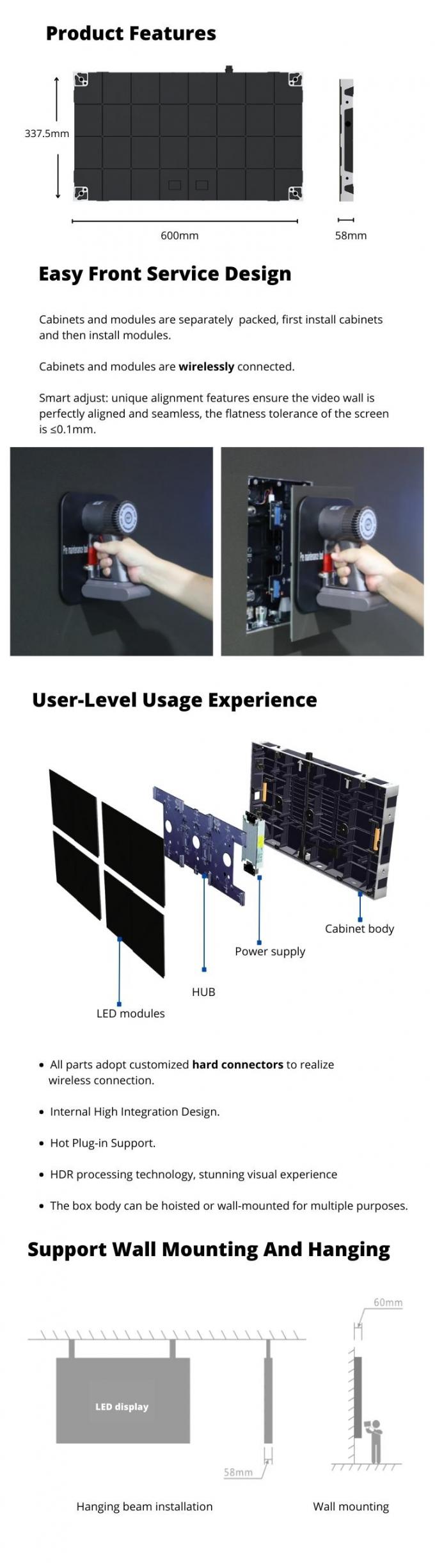 Tấm màn hình LED video trong nhà COB chống nước, bước điểm ảnh nhỏ P0.6 P0.7 P0.9 P1.25, siêu mỏng cho nhà thờ 6