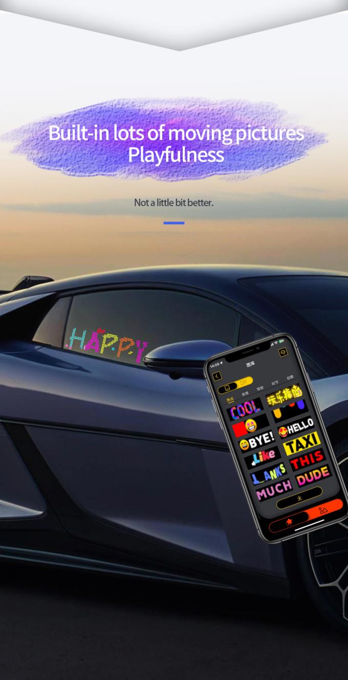 Hiển thị biển báo xe ô tô LED 16 * 64 Có thể lập trình USB 5V RGB Mô hình hoạt hình văn bản DIY Bảng cuộn điều khiển từ xa Quảng cáo màn hình LED 2